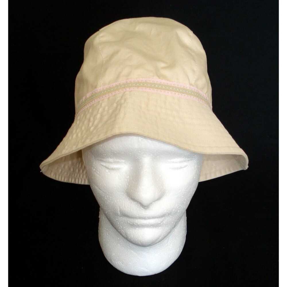 Ann Taylor Women Hat Size M Beige with Pink Ribbon Applique